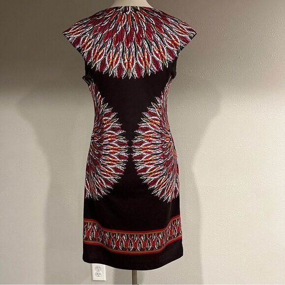 London Times Elegant brown leaves print Dress size 6 - Picture 5 of 11